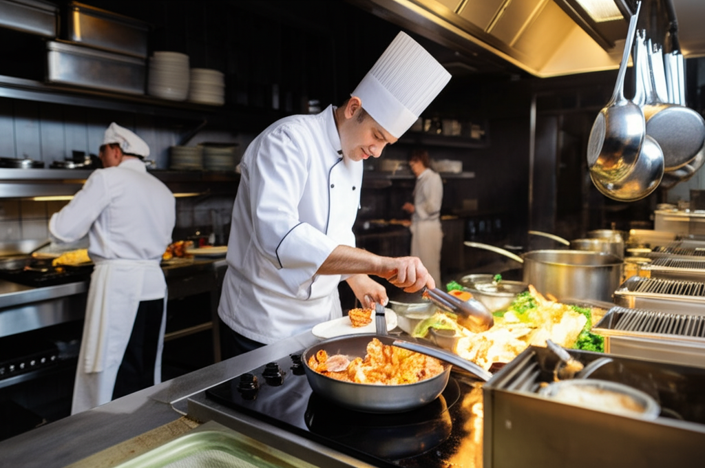 Chef preparing seafood